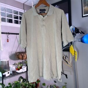 Hathaway Sport Polo Shirt Mens XL Tan Silk Cotton Somerset Bay Luxury Ribbed